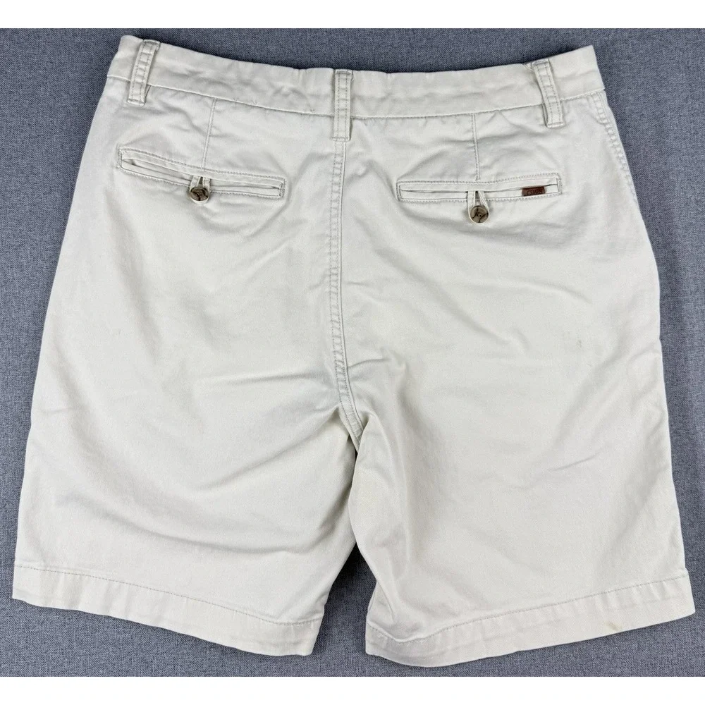 Chaps Stretch Chino Shorts Mens 32 Beige Khaki Flat Front Casual Golf Preppy